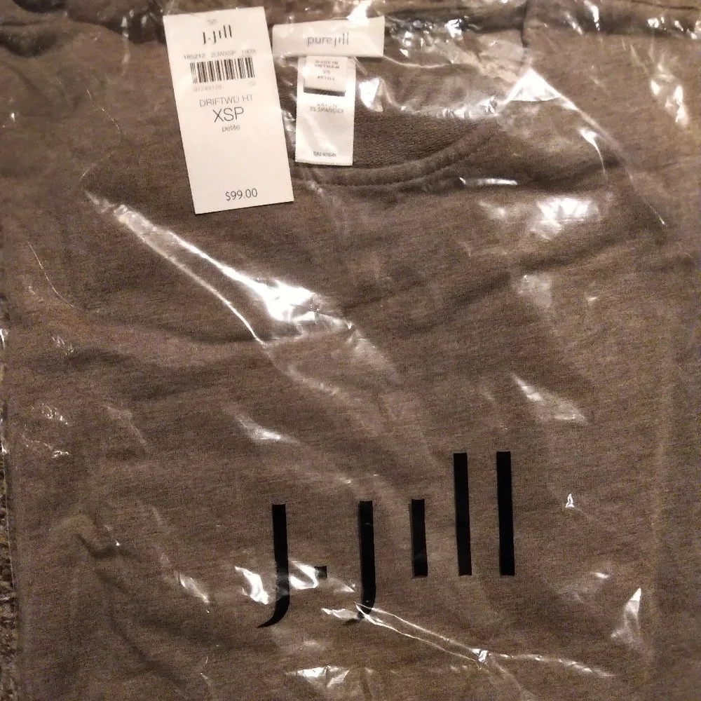 J.Jill Pure Jill Driftwood Heather Poncho pockets XSP NWT sealed fits S/M petite - Picture 7 of 9